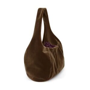Brown Velvet Hobo Shoulder Bag